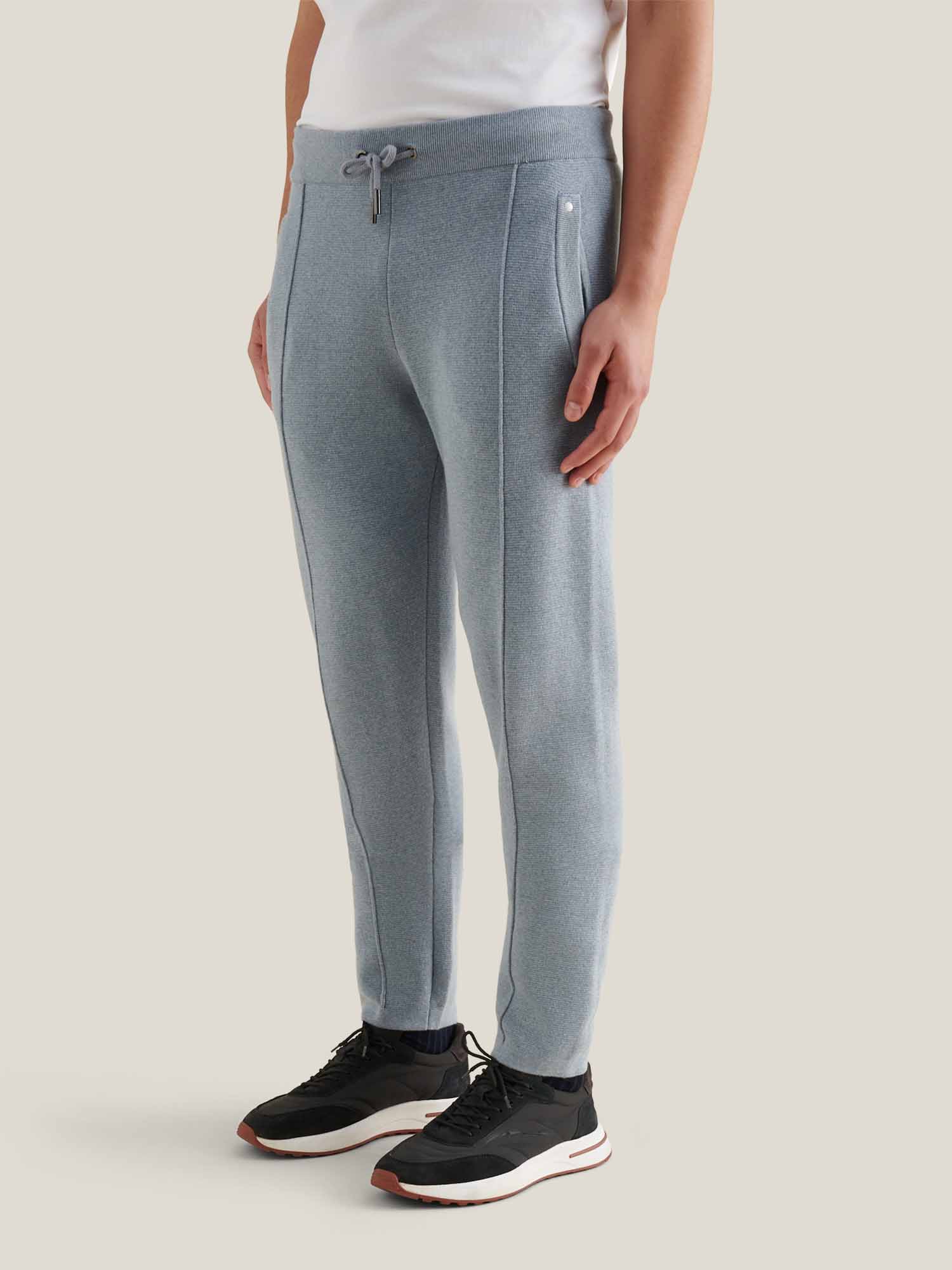 Front Side View of Peckham Rye Milano Knit Blue Blizzard Sweatpant PRY0338-J86